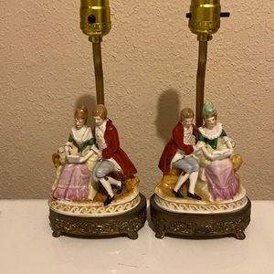 Antique Leviton Victorian Couples Lamp (Set) boudoir